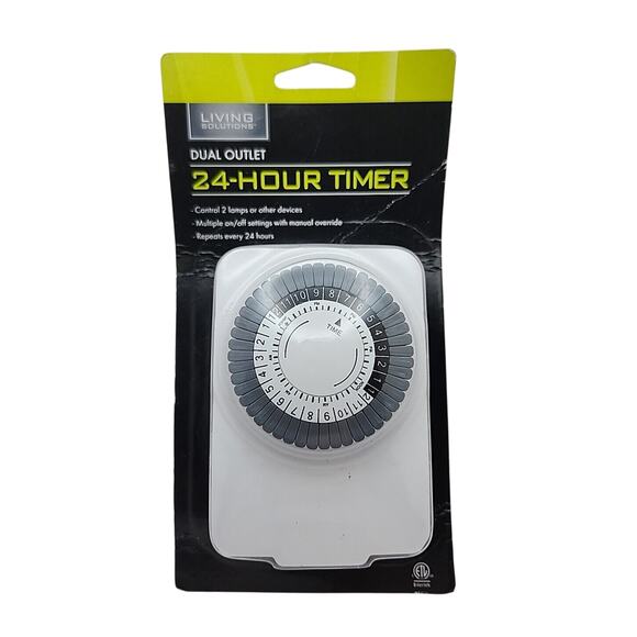 Living Solutions 24-Hour Timer Dual Outlet Multiple On/Off Settings WIC 270615 - Picture 1 of 6